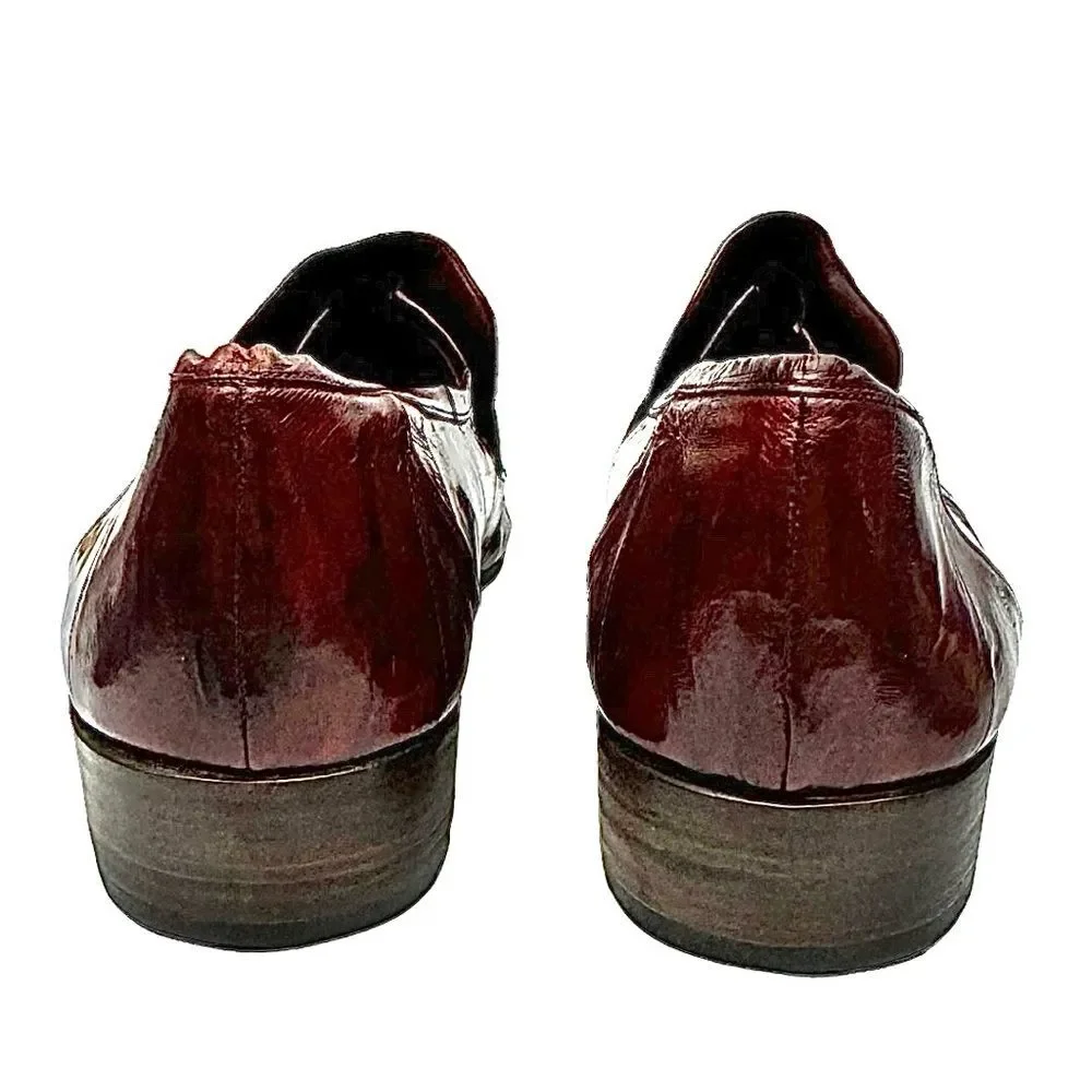 Vintage Saffron Burgundy Eel Skin Tassel Loafers Men’s Size 10M Dress Shoes